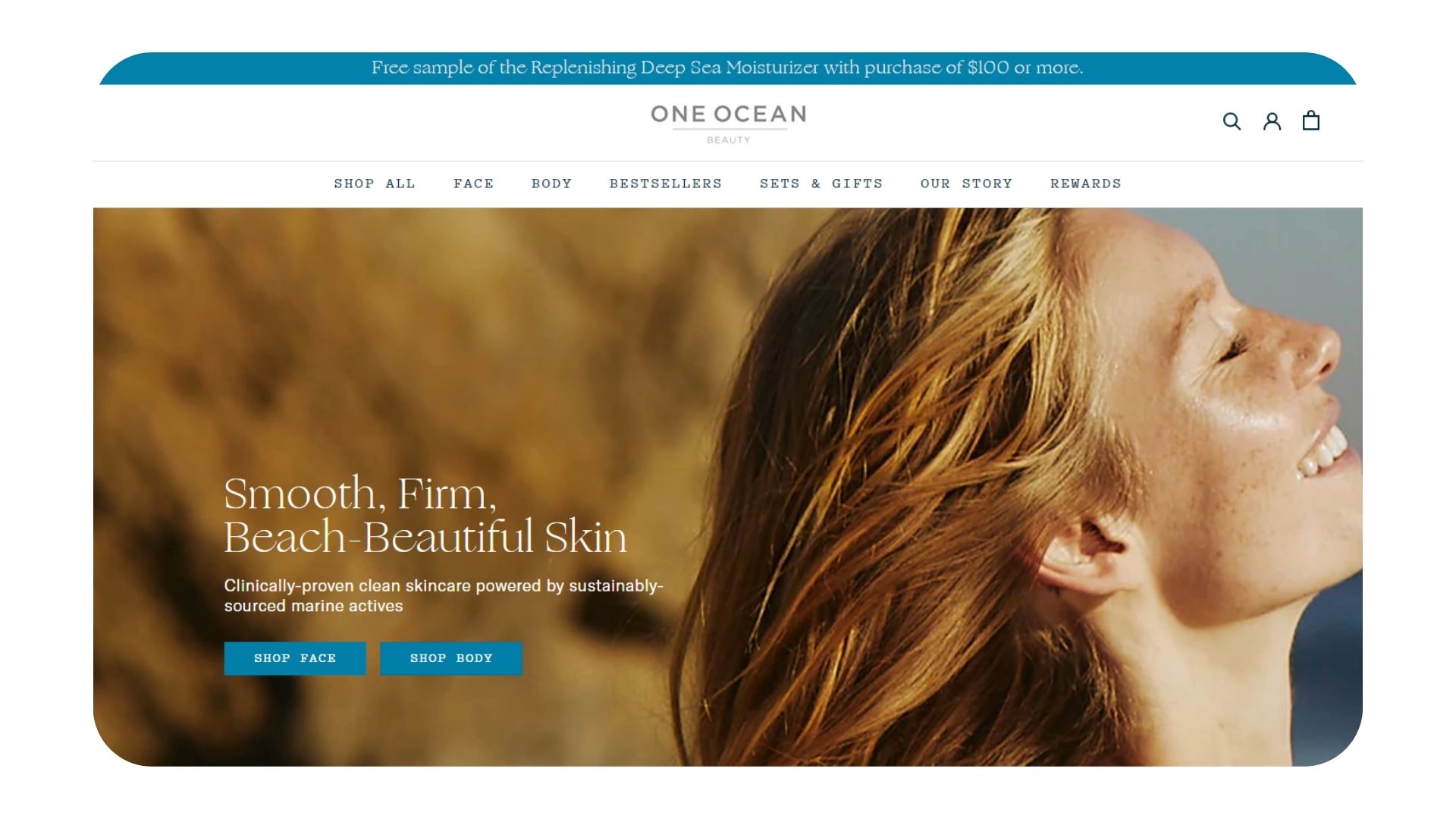 One Ocean Beauty Skincare Web Design